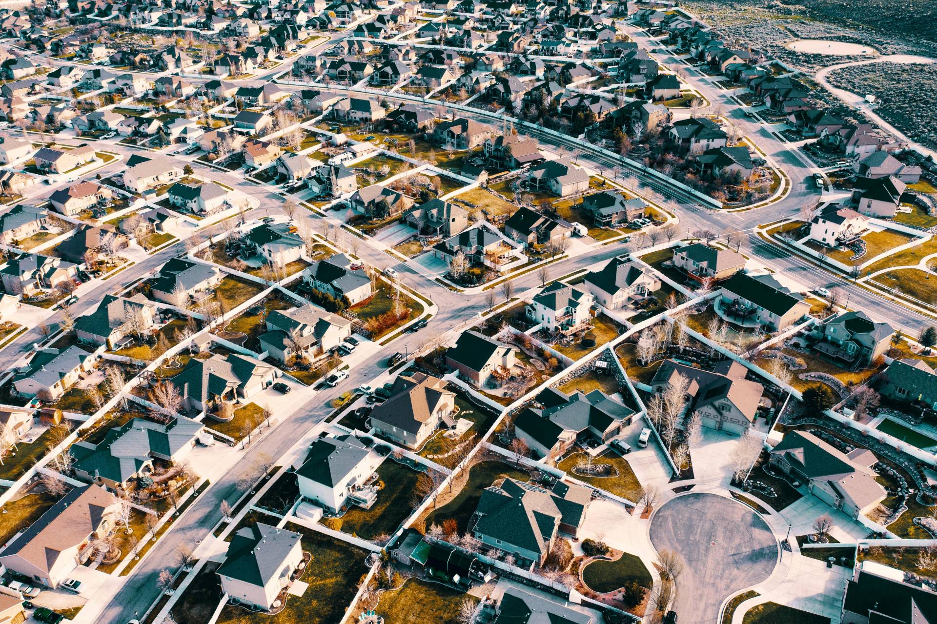 A bird's eye view of a Calgary community.