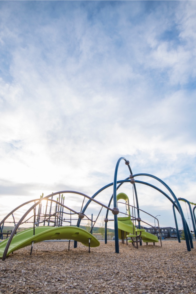 Large blue and green playground.