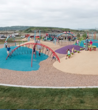 Birds eye view of large playground.