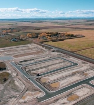 Birds eye view of cobblestone creek land.