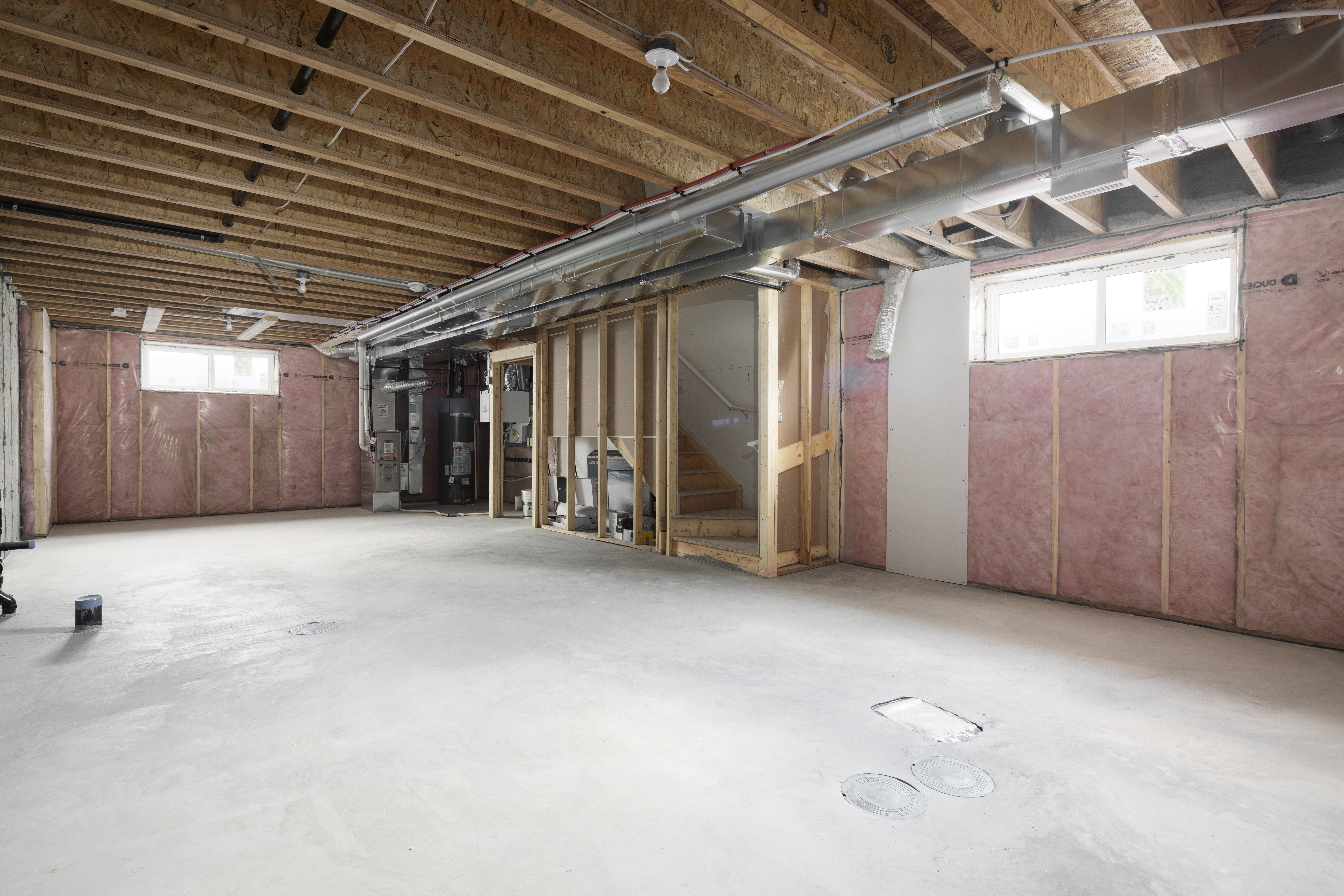 Unfinished basement in a Shane Homes showhome.