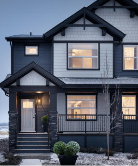 a house with a window and a house with a house