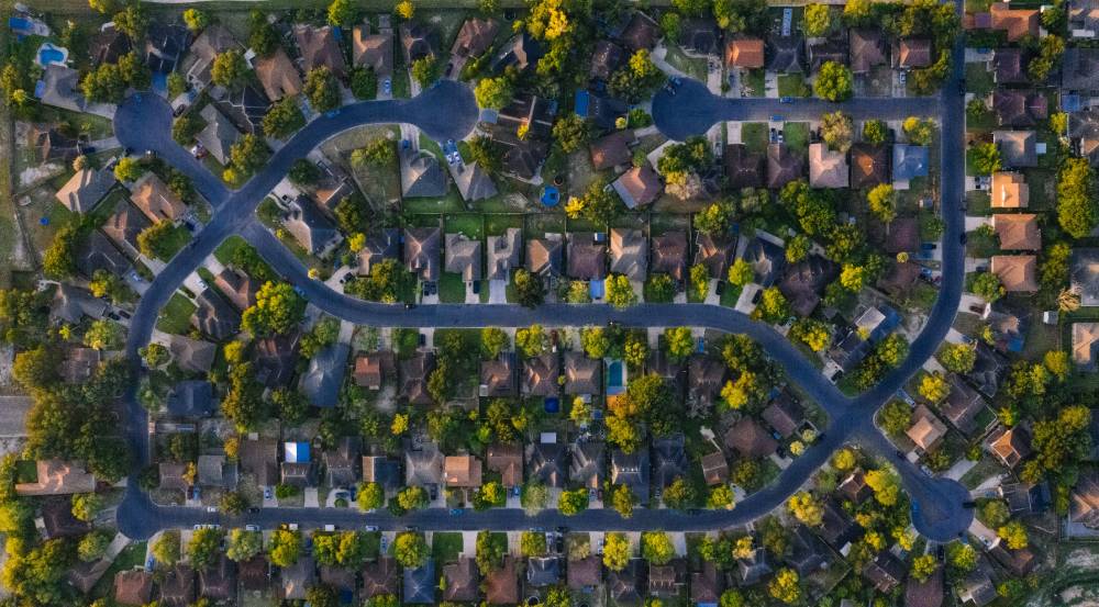 Birds eye view of a community.