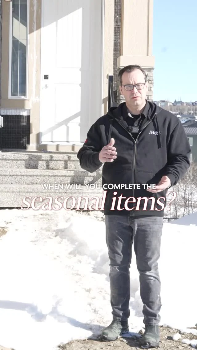Tis’ the season, for seasonal construction tasks!

Some tasks require all of the frost in the ground to be completely gone before our team can complete them. If you took possession of your home in the winter, before these were completed, you may be wondering about the timeline.

If you ever have any questions about seasonal work, our Customer Care team is happy to help. 

#shanehomes #calgaryhomes #calgary #calgaryhomebuyers #calgaryhomebuilder
