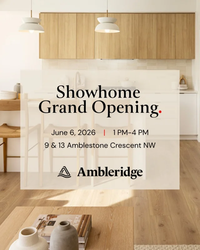 We're excited for you to join us at the grand opening of our new Ambleridge showhomes.

"A Bird's Eye View of Ambleridge" Grand Opening event is THIS SATURDAY. Bring the whole family and tour the new showhomes in this beautiful community.

Event Information
📆Saturday June 6
🕐1 PM - 4PM
📍9 & 13 Amblestone Crescent NW

Enjoy an afternoon of family fun with activities like
- Face painting
- Family photos
- A candy wheel
- and the "Bird Chase" scavenger hunt for a chance to win $2000

It's a great opportunity to tour the community, the new homes, and get a feel for what life could feel like in Ambleridge.

See you there!