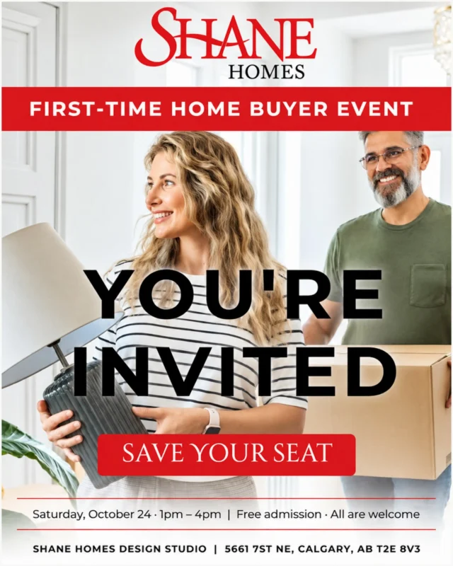 𝗬𝗼𝘂𝗿 𝗳𝗶𝗿𝘀𝘁 𝗵𝗼𝗺𝗲. 𝗠𝗮𝗱𝗲 𝘀𝗶𝗺𝗽𝗹𝗲.
 
If buying your first home feels overwhelming, you’re not alone. That’s why we’re hosting a free First-Time Home Buyer Info Session, built around the questions you’re afraid to ask.
 
In this event, Calgary’s experts will help you understand:

• What you can comfortably afford
• Mortgage pre-approval and the GST rebate
• The closing costs no one talks about
• How to make a floor plan your own before we build it
 
Every guest takes home our Calgary First-Time Home Buyer’s Complete Guide and a chance to win a $2,500 Design Studio Upgrade Credit.
 
You don’t need a pre-approval, and nothing is for sale.
 
Saturday, October 24 · 1–4pm
Shane Homes, 5661 7th Street NE, Calgary
 
Your journey starts here. Save your seat.

Link in bio.
